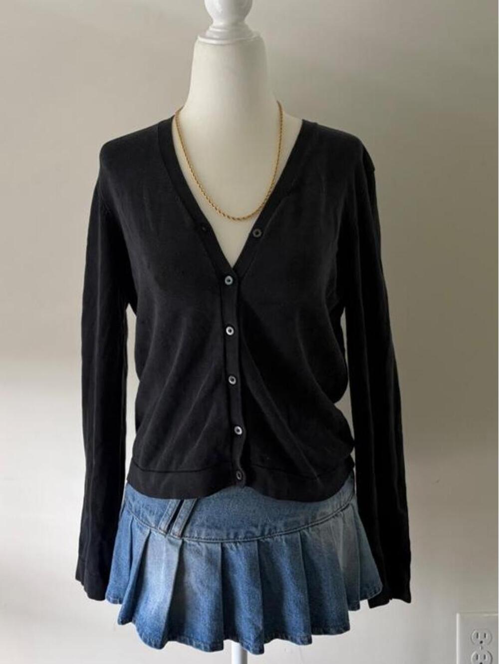 Vintage Y2K Lauren Ralph Lauren Black Silk Blend Cardigan